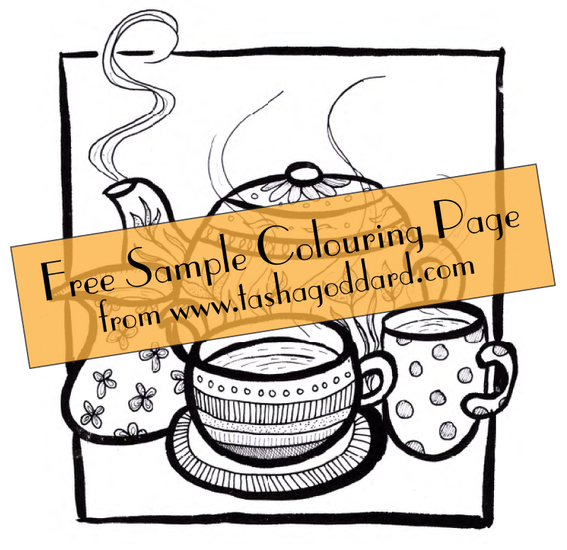 Teatime Sample Colouring Page | www.tashagoddard.com