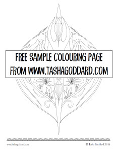 Sample colouring page from A Bunch of Flowers - a grown-up colouring book by Tasha Goddard | www.tashagoddard.com